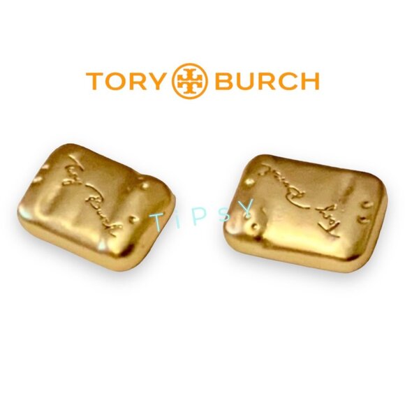 Tory Burch Gold Stud Earrings - Unique Fun And Stylish Jewelry - Picture 3 of 6